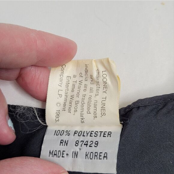 VINTAGE 90s vest Looney Tunes Warner Bros character tile button up tie back S/M - Picture 5 of 7